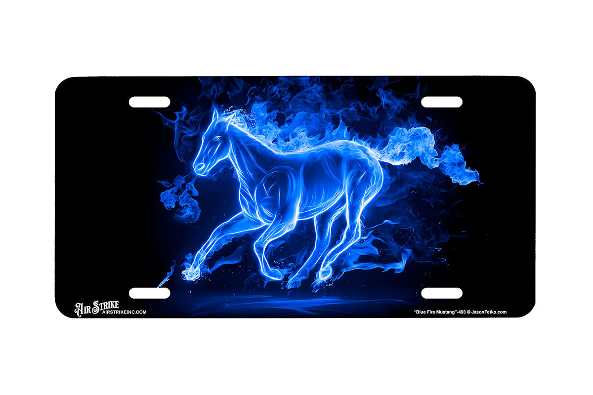 "Fire Mustang Blue" - Decorative License Plate
