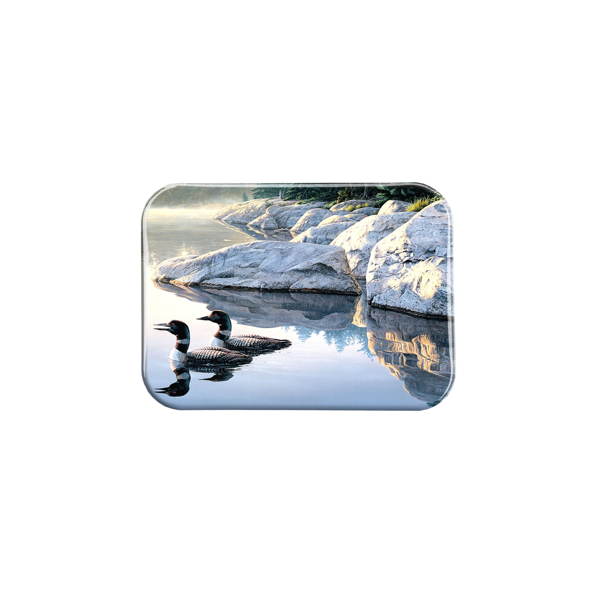 "Two Loons in a pond" - 2.5" X 3.5" Rectangle Fridge Magnets