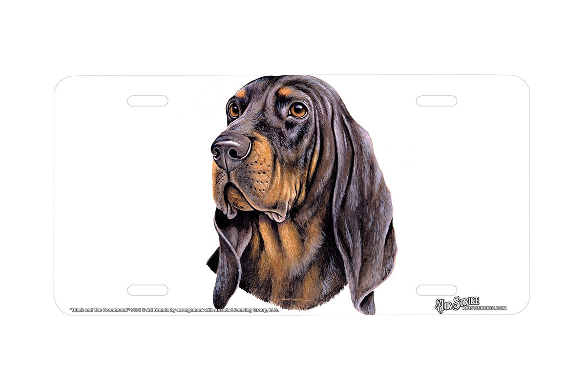 "Black and Tan Coonhound" - Decorative License Plate